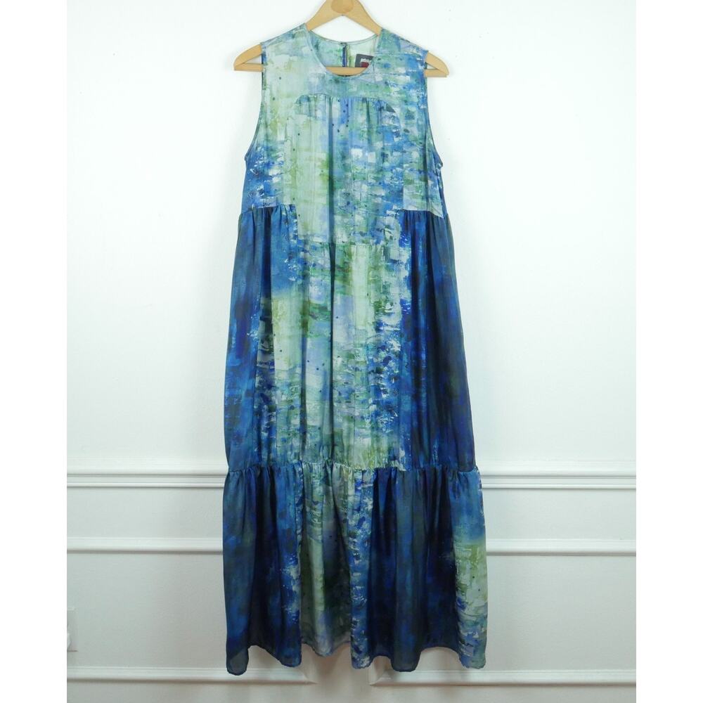 Johnny Was‎ Gimova Silk Maxi Dress Medium Pete & Greta Sheer Watercolor Boho